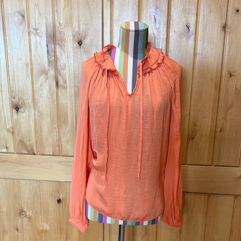 Joie Orange Peasant Style Blouse Size Medium
